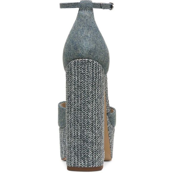 Sam Edelman Womens Kori Blue Denim Buckle Platform Heels Shoes NWT - Picture 3 of 11